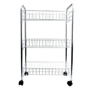 3-Shelf Shelving Storage Unit on Wheel Casters Metal Organizer Wire Rack