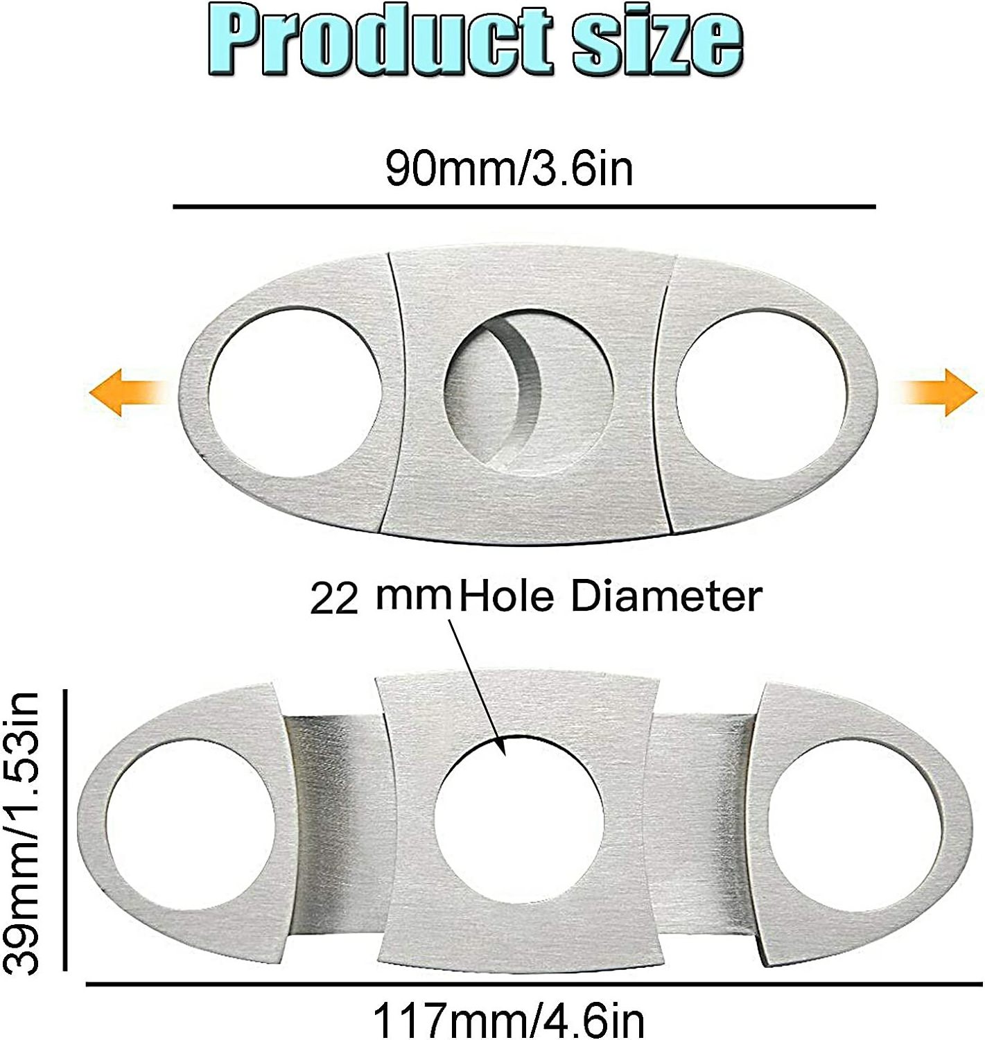 Cigar Cutter Stainless Steel Guillotine Smooth Double Cut Blade Metal Cigar Clippers Scissors