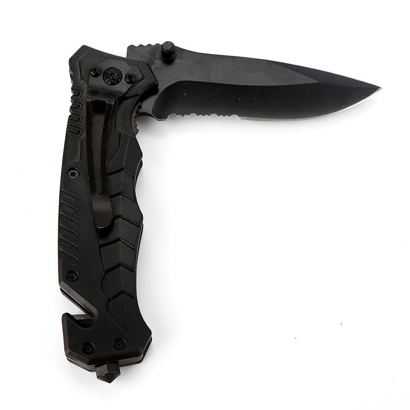 Folding Pocket Survival Knife with Black Handle for Hunting Camping Outdoors