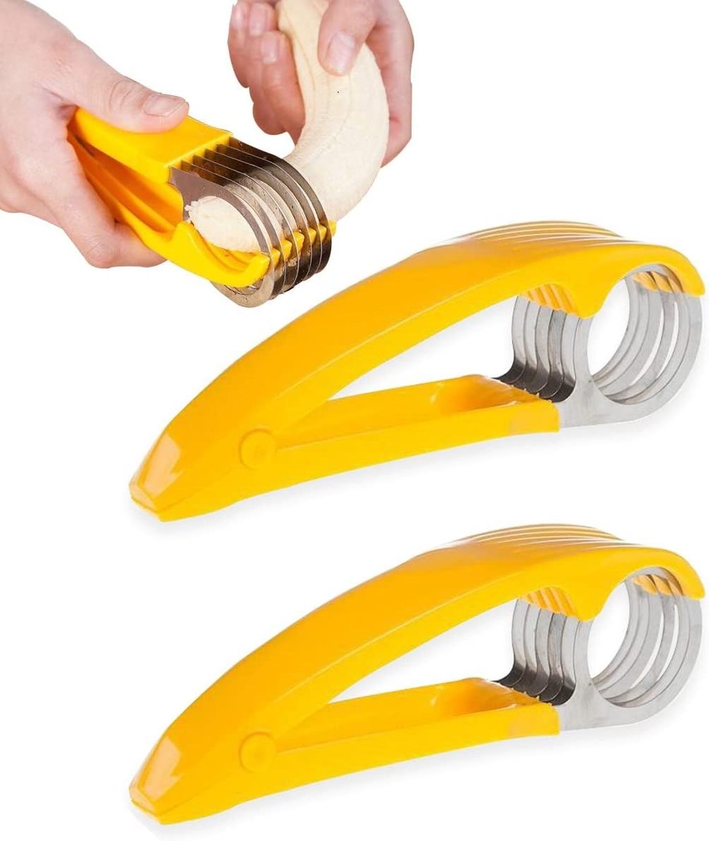 Banana Cutter Slicer Stainless Steel Fruit and Vegetable Salad Peeler For Banana Hotdog Strawberry Cucumber