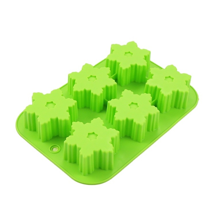 Christmas 6-cavity Snowflakes Silicone Muffin Mold Cookie Trays Handmade Soap Making Moulds