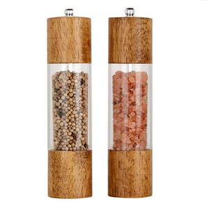 Premium Acrylic Salt and Pepper Grinder Manual Salt and Pepper Mills Wooden Shakers with Adjustable Ceramic Core