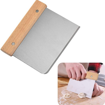 Stainless Steel Metal crafted Dough Scraper cutter Dough Chopper with Wooden Handle