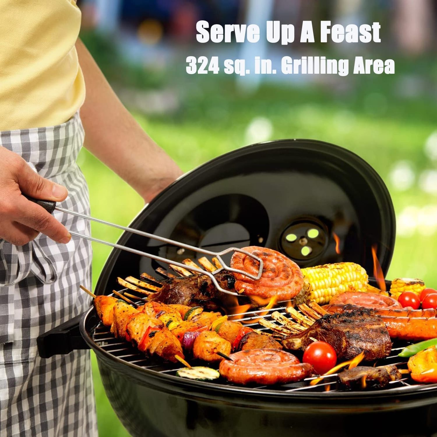 BBQ Charcoal Grill Oven Steel Cooking Grate Black Garden BBQ Tool Sets Outdoor Smokers Round Portable Charcoal Camping Grill