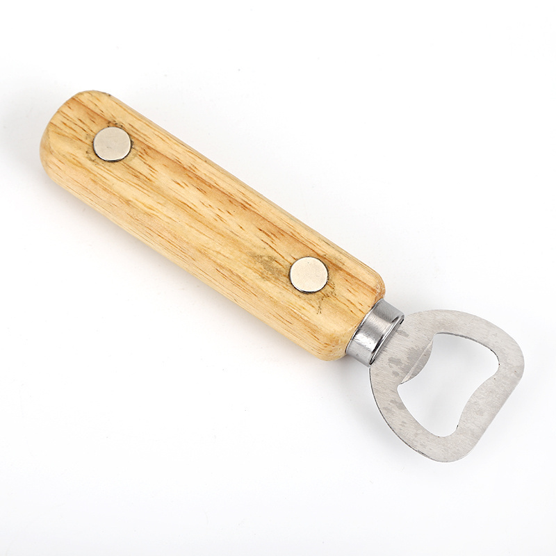 Wood Handheld Heavy Duty Stainless Steel Bottle Opener Bartender Bottle Opener Cider Beer Bottle Openers with magnet