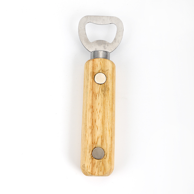 Wood Handheld Heavy Duty Stainless Steel Bottle Opener Bartender Bottle Opener Cider Beer Bottle Openers with magnet