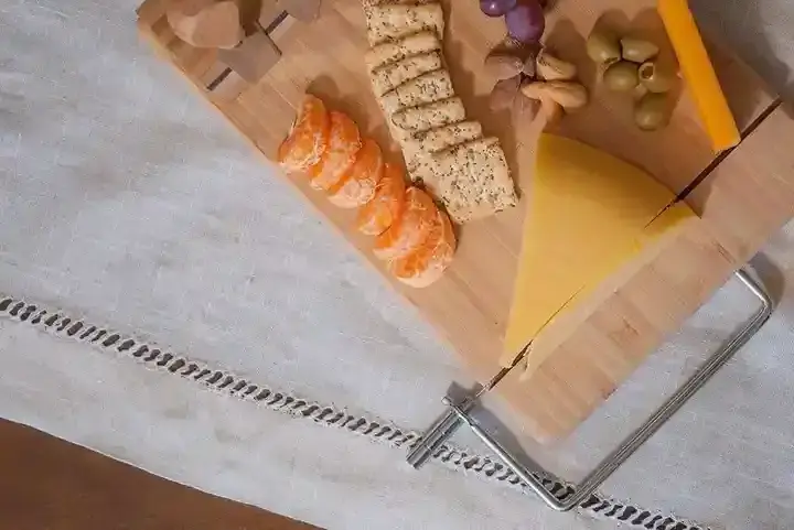 Acacia Wooden Cheese Serving Board Platter With 4 pieces Cheese Knife and Magnet Holder and Cheese Slicer