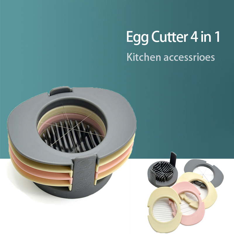 Egg Slicer Set with 4 Cutters Cut Boiled Eggs into Thin Slices Wedges or Halves Easy Manual Egg Slicing -HD24810-L