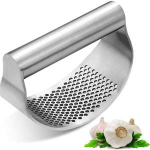 Stainless Steel Garlic Crusher Mincer Garlic Press Rocker With Ergonomic Handle