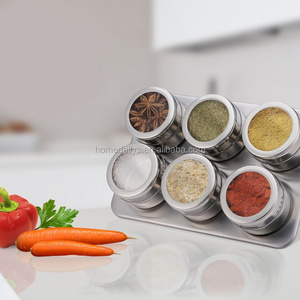 6 Pieces Multi-Purpose stainless steel magnetic spice rack / tin / jar