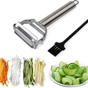 Peeler Stainless Steel Cutter Slicer with Cleaning Brush Pro for Carrot Potato Melon Gadget Vegetable Fruit