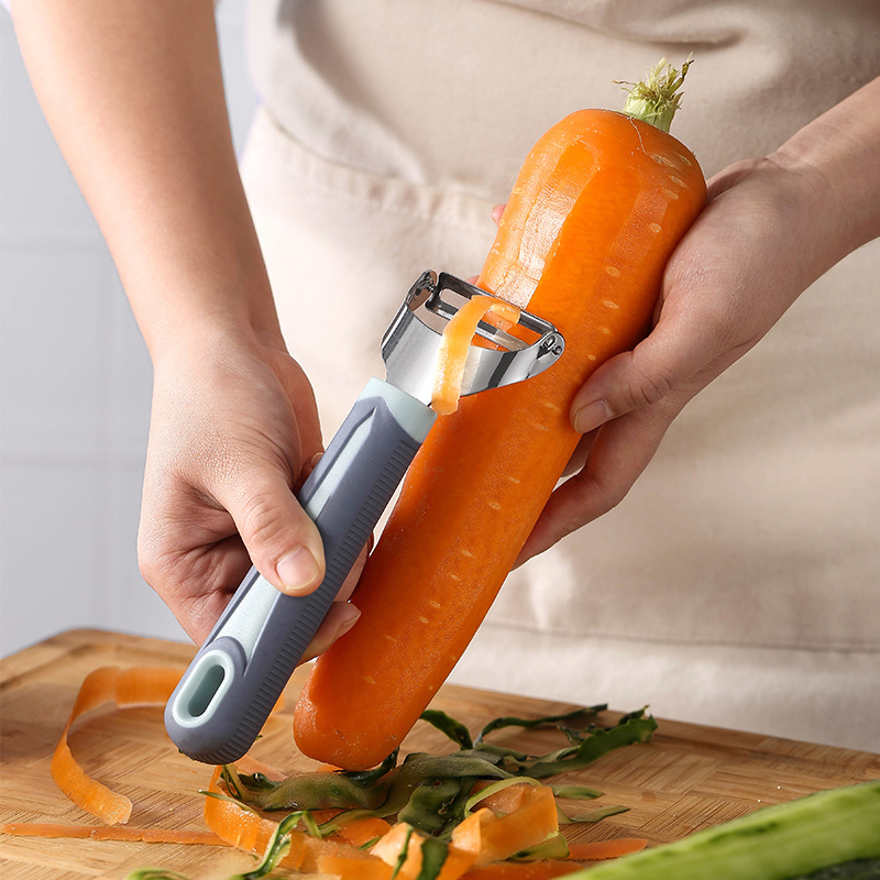 Hot Sale Stainless Steel With Plastic And Silicone Handle Manual Paring Peeler Fruit And Vegetable Peeler Kitchen Gadget