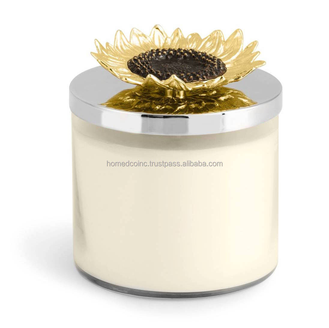 Premium Quality Sunflower Candle Jars with lid Canister Container Storage box For Soy Wax Scented Candle Holder For Home Decor