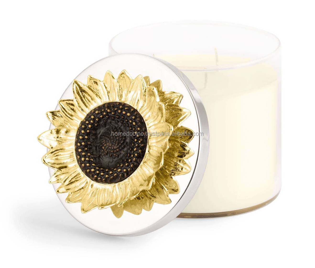 Premium Quality Sunflower Candle Jars with lid Canister Container Storage box For Soy Wax Scented Candle Holder For Home Decor