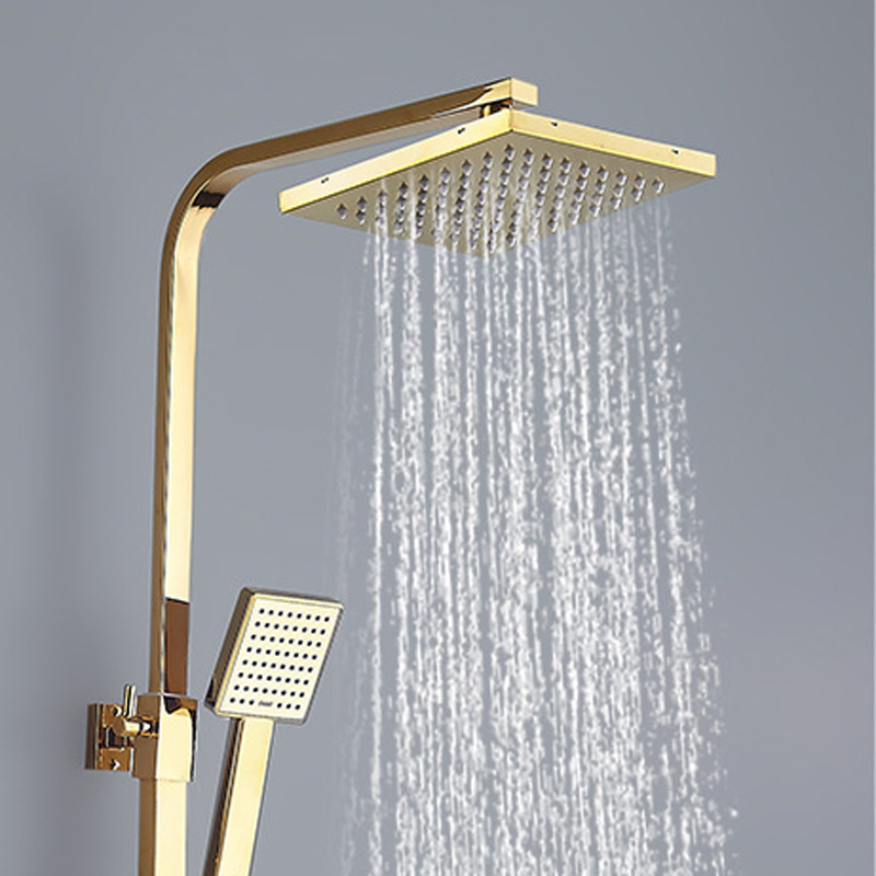 Bathroom Wall Mounted Rainfall Gold Finish Shower mixer Head Faucet Set with bidet Spray