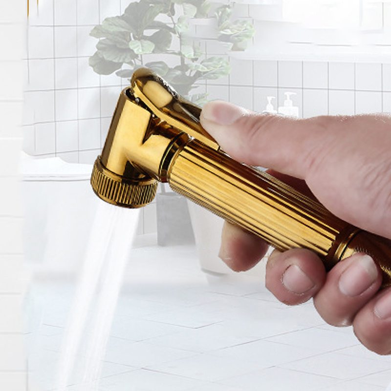 Bathroom Wall Mounted Rainfall Gold Finish Shower mixer Head Faucet Set with bidet Spray