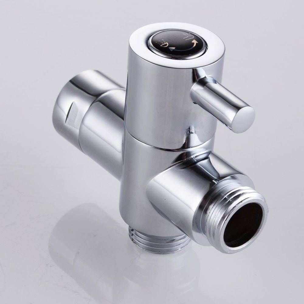 Diverter valve brass faucet accessories quarter turn water shut off chromed T-valve three way angle valve for bidet sprayer