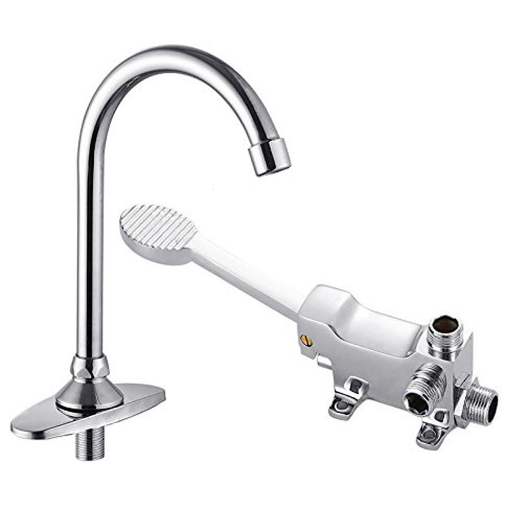 Hospital hands free control water tap brass taps pedal valve foot operated faucet