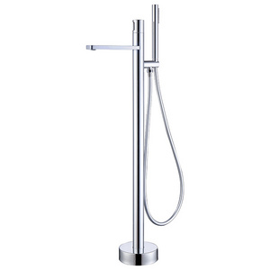 Brass chrome bathroom shower faucet floor standing rotary switch bathtub faucet with pvc hose