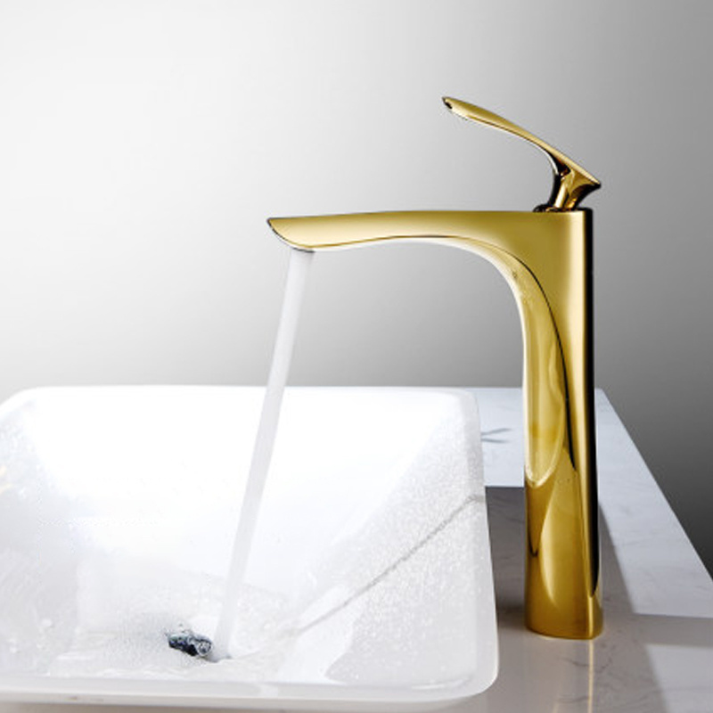 New Designer Wash Single Lever Mixer Gold Tap Bathroom Basin Faucet