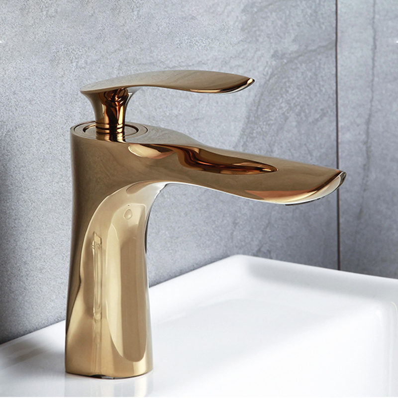 New Designer Wash Single Lever Mixer Gold Tap Bathroom Basin Faucet