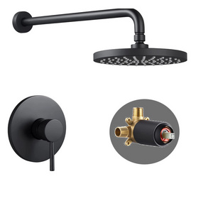 Hotel Wall Mount Single Level Matte Black Shower Trim Kit with Pressure Balance Rough-in Valve