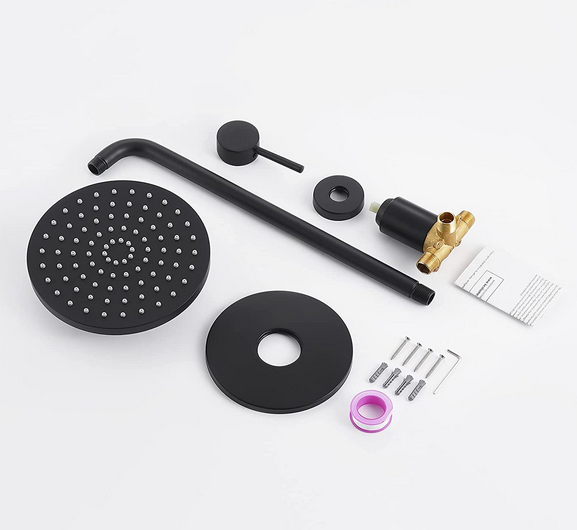 Hotel Wall Mount Single Level Matte Black Shower Trim Kit with Pressure Balance Rough-in Valve