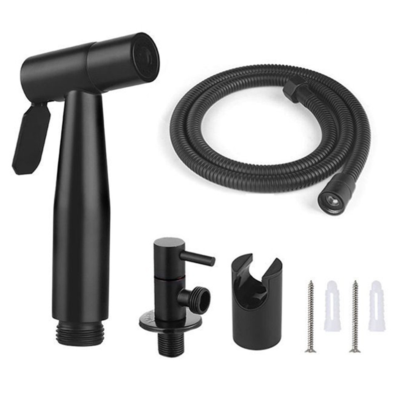 hot sales stainless steel shattaf bidet set toilet sprayer black with hose and holder