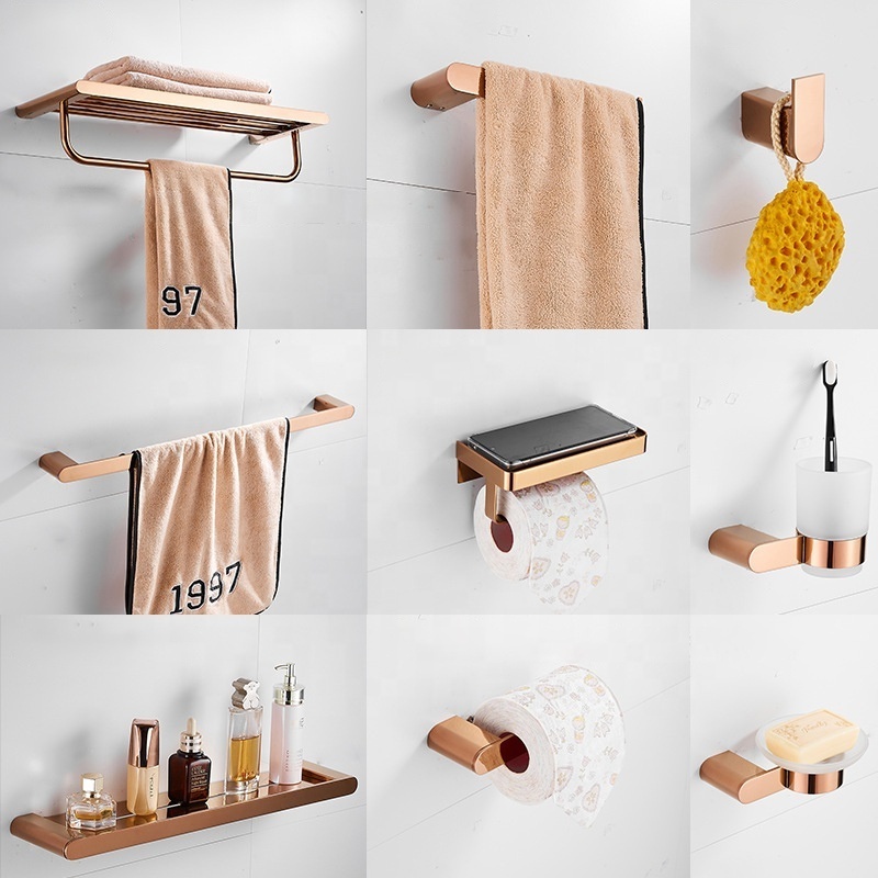 stainless steel washroom accessories wall hung rose gold bathroom accessories set