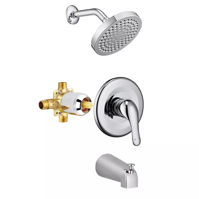 Shower Faucet Set with Valve and Tub Spout 6 Inch Shower Head Shower Trim Kit Bathtub combo set