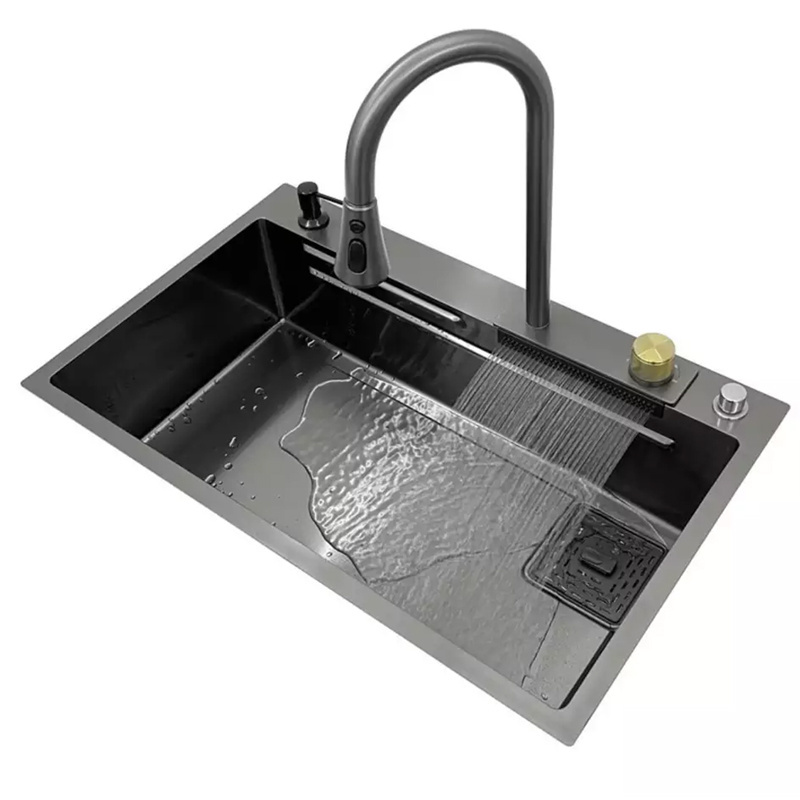 multifunction parts commercial restaurant 304 Stainless Steel kitchen sink set with Waterfall faucet for kitchen sink