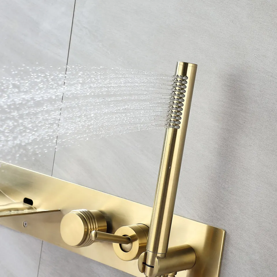 Hot sales Hardware Bath Spout Waterfall Brushed Gold Basin Faucet Laundry Tub Faucets