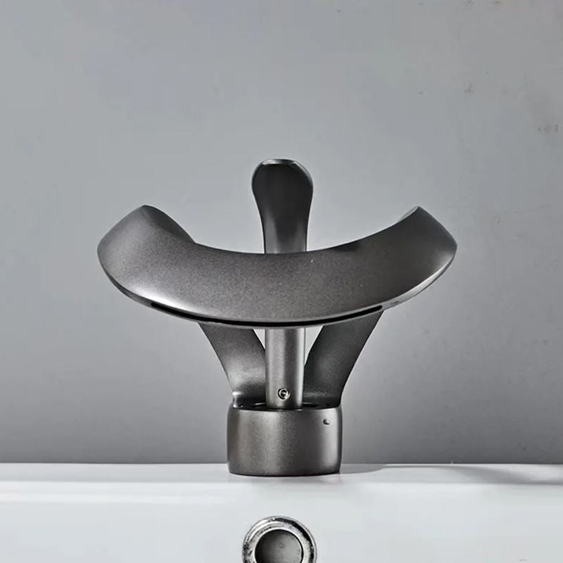 Art deck mounted Hot Cold Faucet brass brushed gold bathroom mixer taps waterfall basin sink faucet