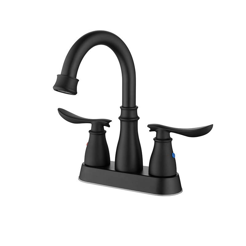 Black Bathroom Faucet 3 Hole Matte Black Bathroom Faucet 4 Inch 2 Handle Centerset Black Faucet Bathroom