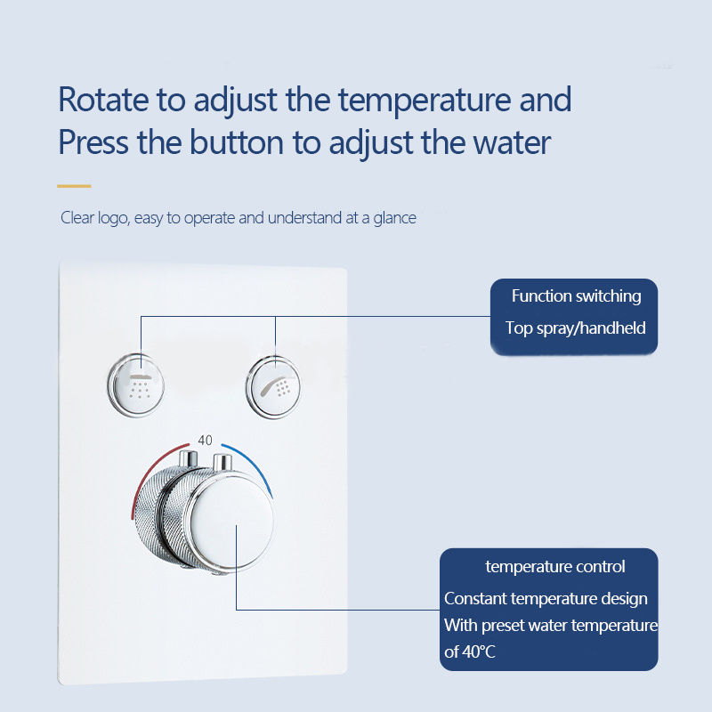 2 Way 3 Way Shower Mixer Valve Kit Modern Push-Button Concealed Brass Thermostatic Shower Diverter Valve