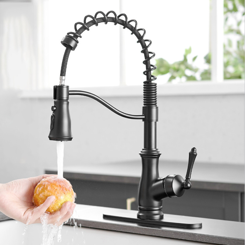 classific rotatable european economic flexible brass hot and cold kitchen faucet mixer tap with pull down sprayer