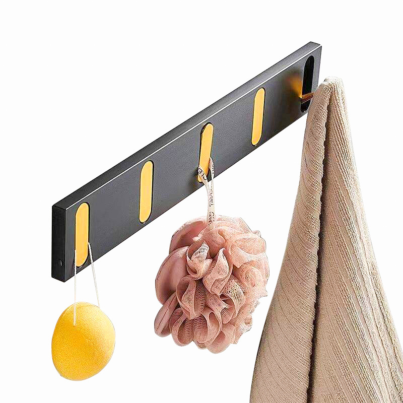 Clothes Hidden Wall Hooks With Retractable Hooks to Hang Coats Decorative black Metal Aluminum living room