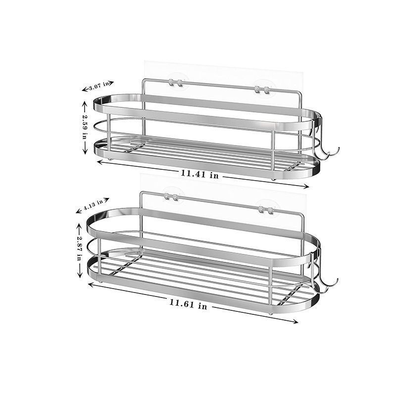 bathroom Shower Caddy, SUS 304 2 Pack Adhesive Bathroom shelf, Shower Organizer with Hook