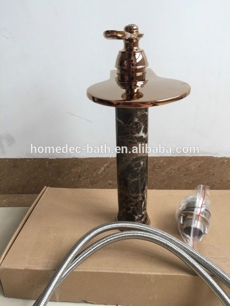 Luxury artistic single lever brass marble wash basin faucet