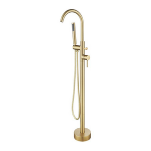 Hot Sale Hotel Bathroom Bathtub Faucet Brushed Gold Floor Standing Bath Shower Tap