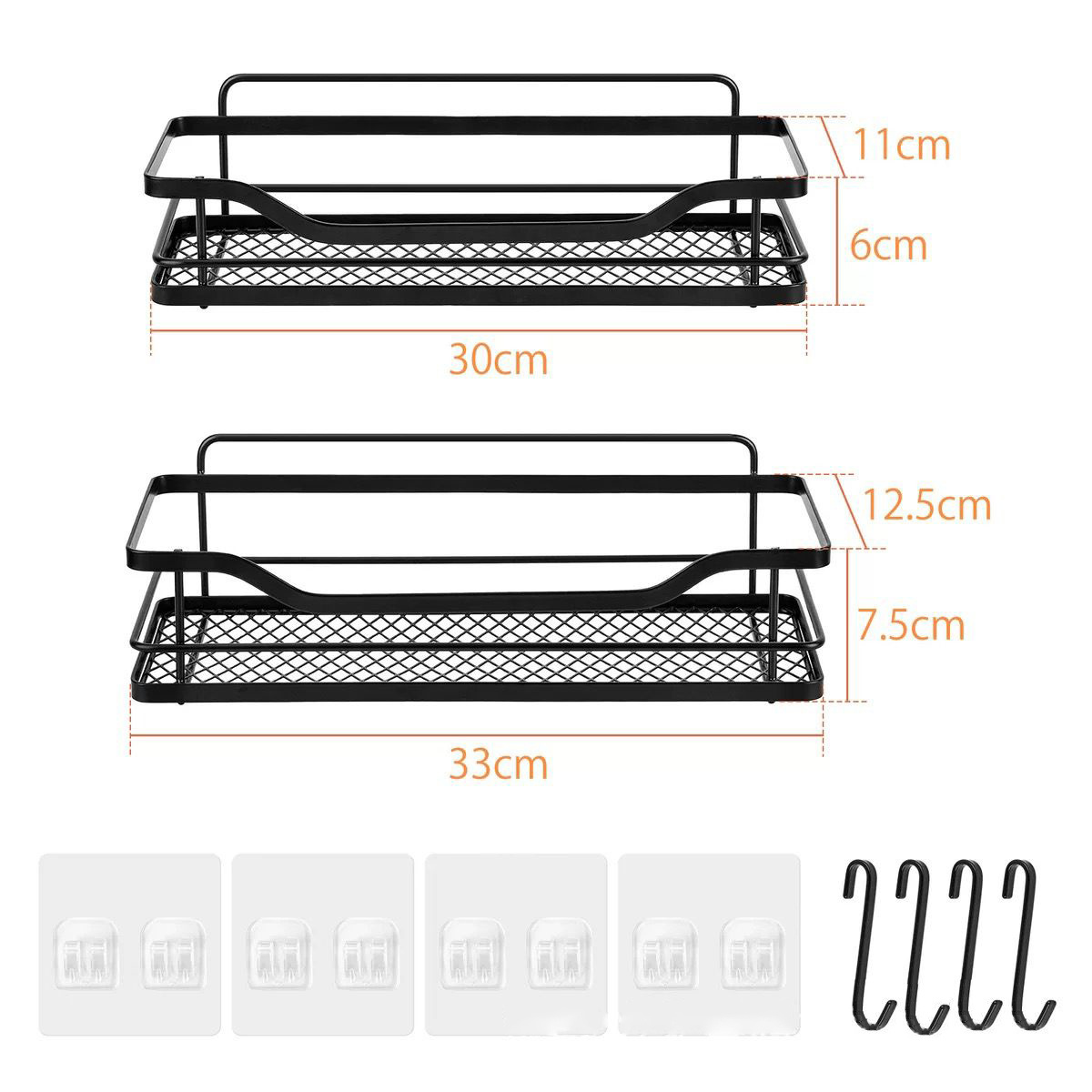 Stainless Steel 2 pack adhesive wall mounted rustproof bathroom hanging shower caddy 2 tier shelf