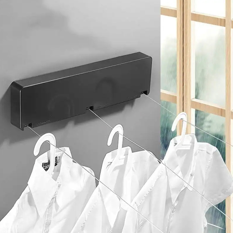 Retractable Clothesline Heavy Duty Clothes Drying Laundry Line Retracting Hanging wall mount Clothing Drying Rack