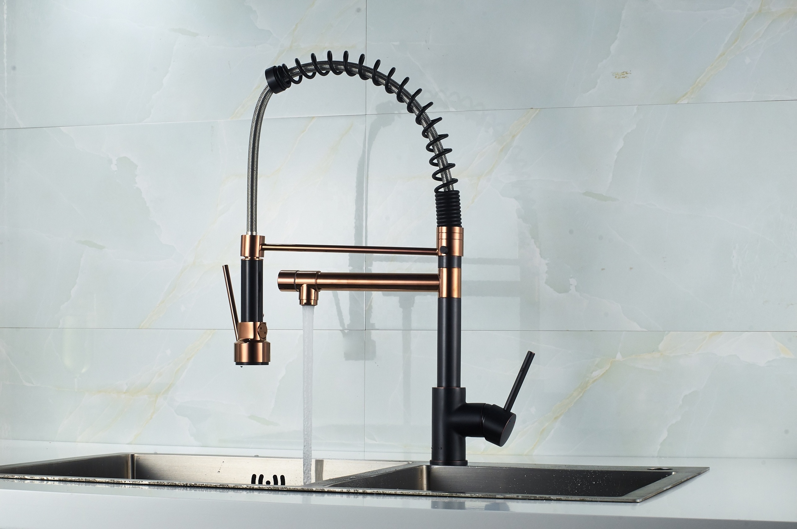 Luxury Rose Gold ORB Tap Watermark Pull Down Kitchen Faucet