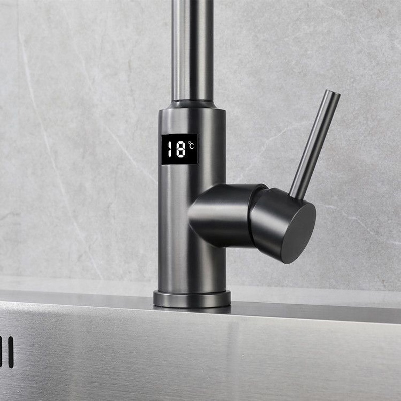 New Stainless Steel touch smart sensor pull out kitchen tap faucets with LED Digital temperature Display