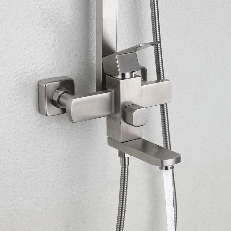 SUS 304 Stainless Steel brushed nickel Shower Faucet Sets 3 Function rain shower system