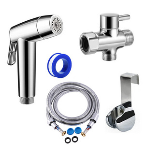 Bidet Toilet Sprayer Set Handheld Bidet Sprayer Kit Stainless Steel Baby Cloth Diaper Sprayer Shattaf Combo in Washroom