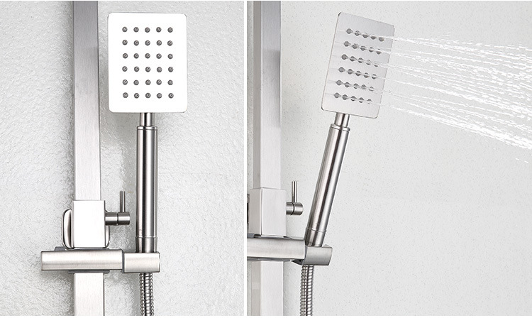 SUS 304 Stainless Steel brushed nickel Shower Faucet Sets 3 Function rain shower system