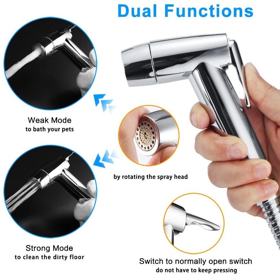 Bidet Toilet Sprayer Set Handheld Bidet Sprayer Kit Stainless Steel Baby Cloth Diaper Sprayer Shattaf Combo in Washroom