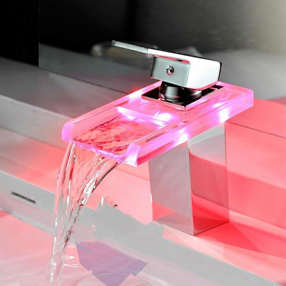 New Design Lavatory Faucet Led Waterfall Basin Faucet