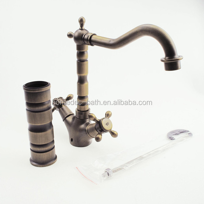 Most Popular Dual Handle Brass Antique Basin Tap Tall Body Vintage Faucet